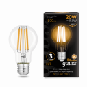 Лампа Gauss Filament А60 20W 1800lm 2700К Е27 LED 1/10/40